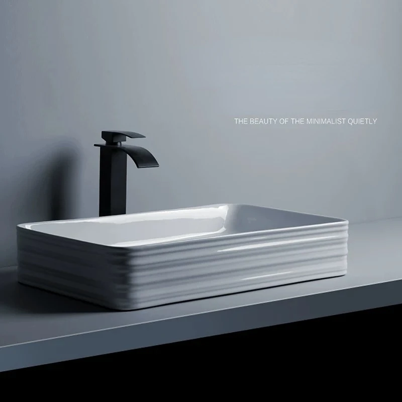 

Minimalist Personalized Ceramic Basin Sink Washbasin Rectangular Washbasin Bathroom Fixture Furniture Modern Convenient Supplies