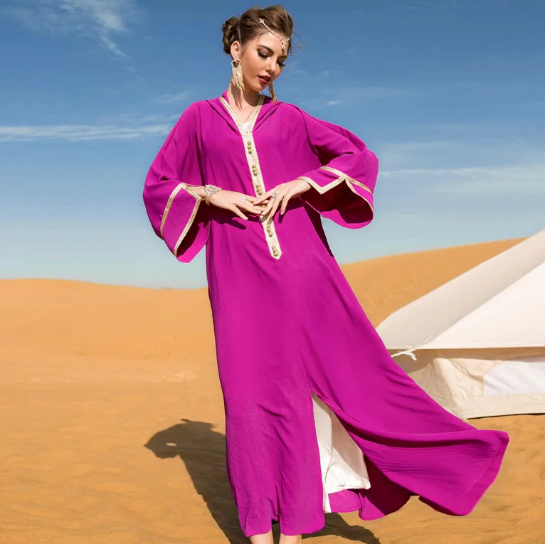 Рамадан ИД розово-красная Abaya Дубай, Турция, мусульманское длинное платье в мусульманском стиле, Abaya s для женщин, кафтан, уличный женский хал...