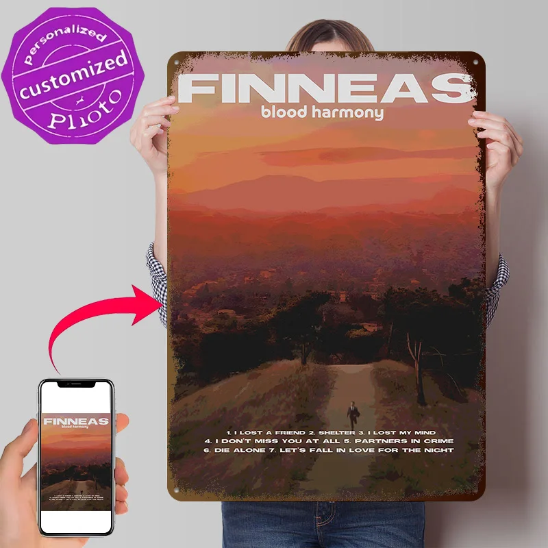 Фото Постер с обложкой альбома Finneas Blood Harmony, ретро-дизайн, 3D-печать, металлические таблички, настенный декор, подарок для винтажного интерьера дома №1