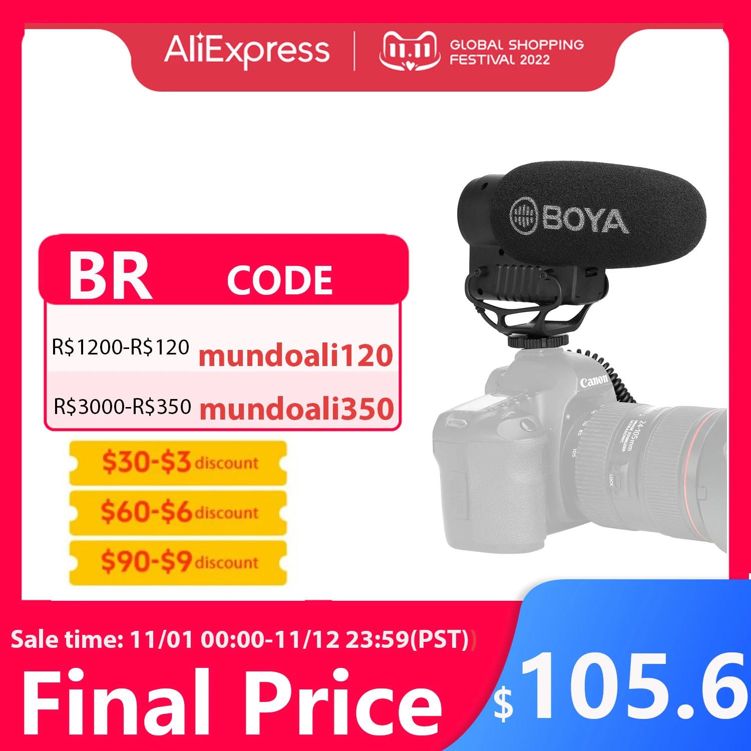 

BOYA BY-BM3051S стерео/моно на камеру конденсаторный микрофон дробовик для цифровой зеркальной камеры s компактные видеокамеры звукозаписывающее...