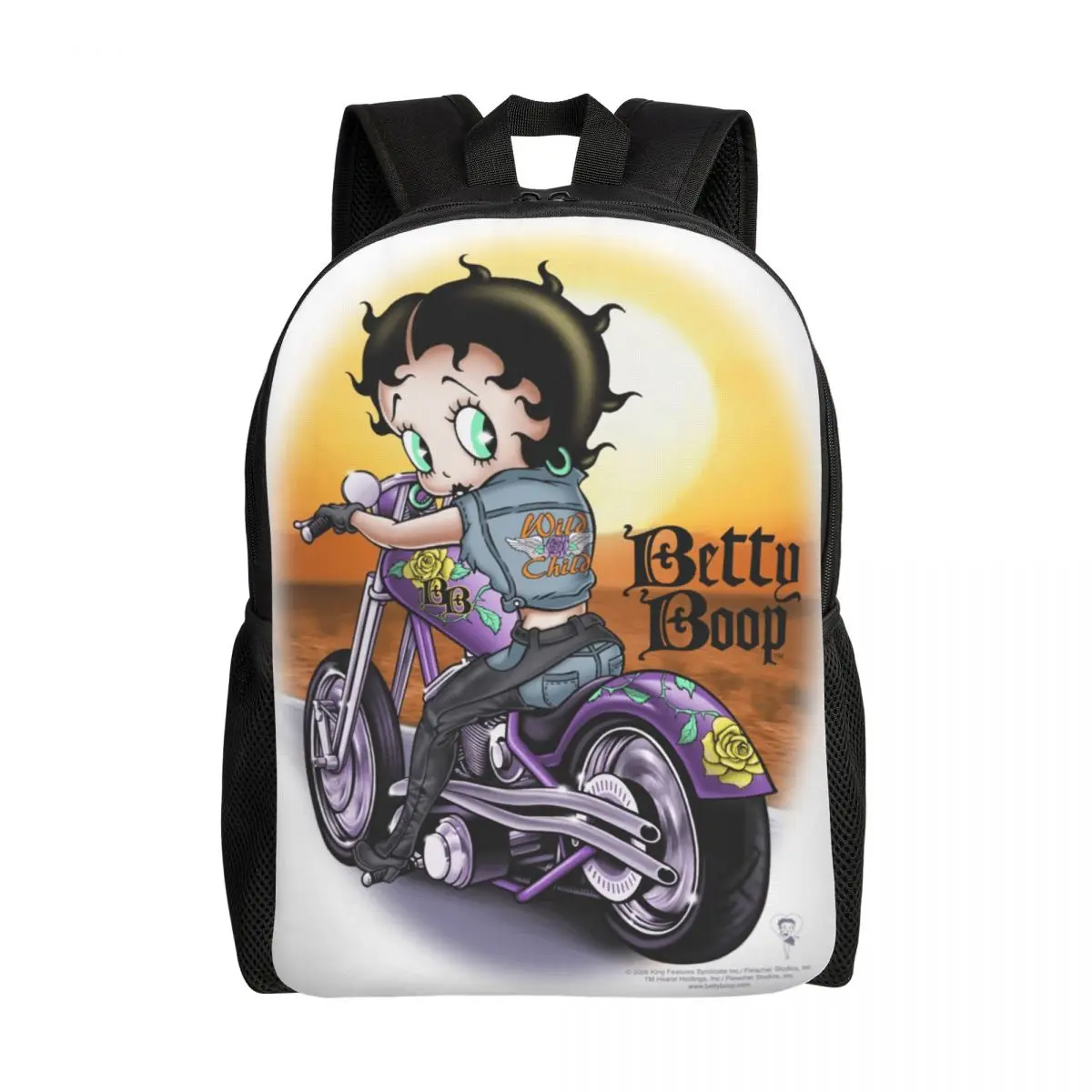 

Cartoon Girl Boop Bettys Wild Biker Backpack for Women Men Waterproof School College Bag Printing Bookbags