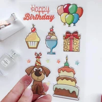 happy birthday dog transparent silicone finished stamp diy scrapbook rubber coloring embossed diary stencils decoration reusable