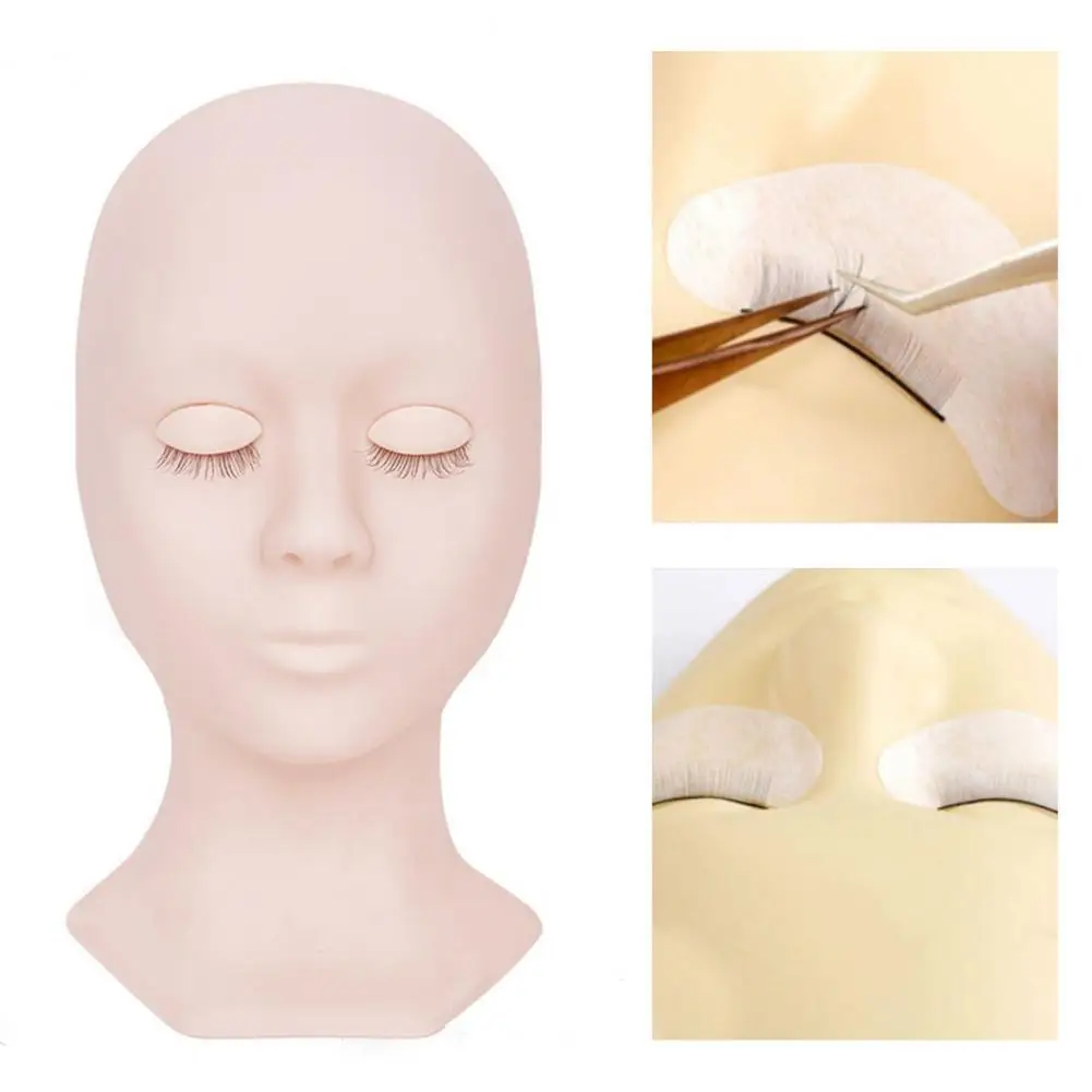 

1 Set Mannequin Head with Eyelids Eyelash Practice Silicone Makeup Training Mannequin Head for Beginner