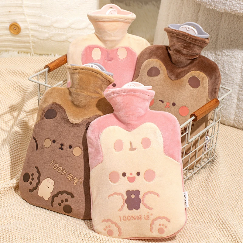 

Winter Warm Water Bag Water Injection Rubber Hot Water Bottle Cute Rabbit Bear Hot Hand Feet Warmer Water Bottle 500ML 1000ML