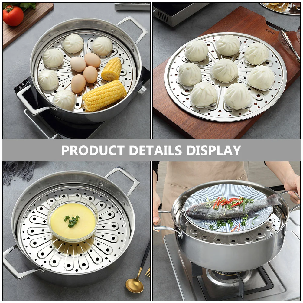 

Steamer Rack Cooker Pressure Canner Rice Steaming Canning Baking Stainless Steel Tray Round Pot Steamed Basket Seafood Cookware