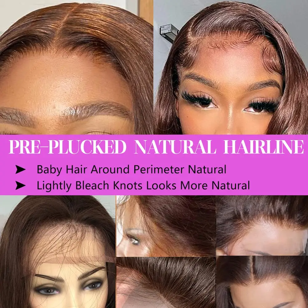 HD Ginger Brown 13X4 Body Wave Lace Front Wig 30Inch Brazlian Human Hair Wigs Chocolate Brown Transparent Lace Frontal Wig