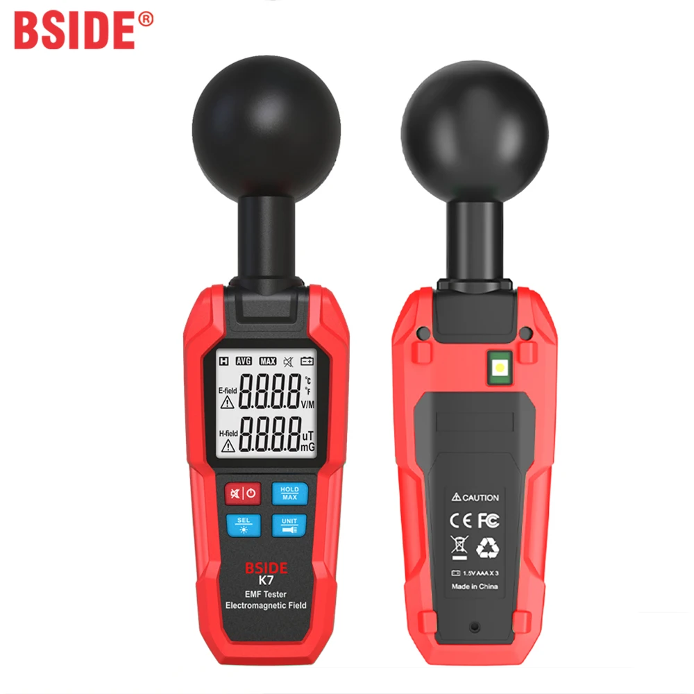 

BSIDE EMF Meter Electromagnetic Field Radiation Detector Radiator Tester Handheld Electric Magnetic Dosimeter Geiger Counter K7