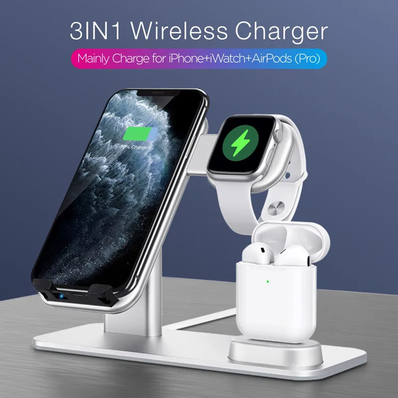 

15W Qi Wireless Charger Stand Dock Station For Apple Watch 5/4/3/2 IPhone 11 Airpods 1/2/ For /Redmi Airdots/Samsung
