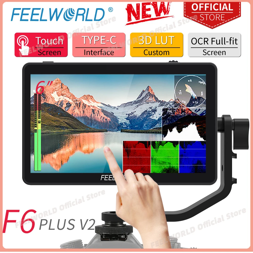 FEELWORLD F6 PLUS V2 6 Inch on Camera DSLR Field Monitor 3DLUT Touch Screen IPS FHD 1920x1080 Video Focus Assist for RigYoutube