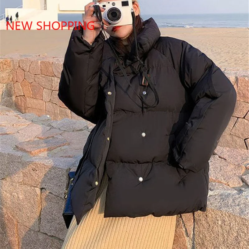 Solid Violet Color New Short Winter Jacket Women Warm Cotton Jackets Parkas Female Casual Loose Outwear Korean Padded Coats