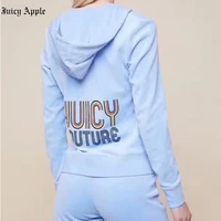 juicy apple autumn two pieces sportswear women running sets tracksuits long sleeve hooded sweatshirtslace up joggers trousers