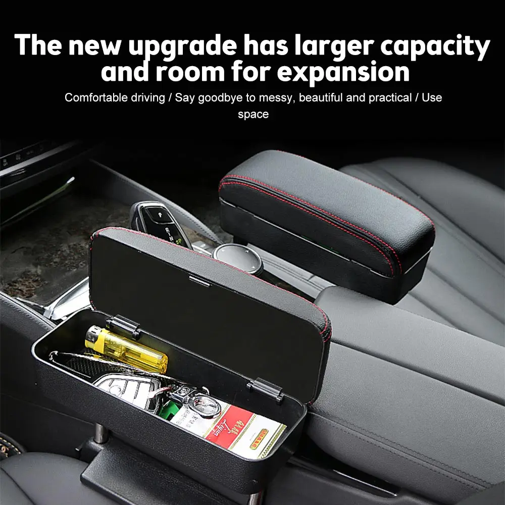 

Universal Car Armrest Box PU Leather Storage Organizer Elbow Support Height Adjustable Cushion Wireless Charging Accessories