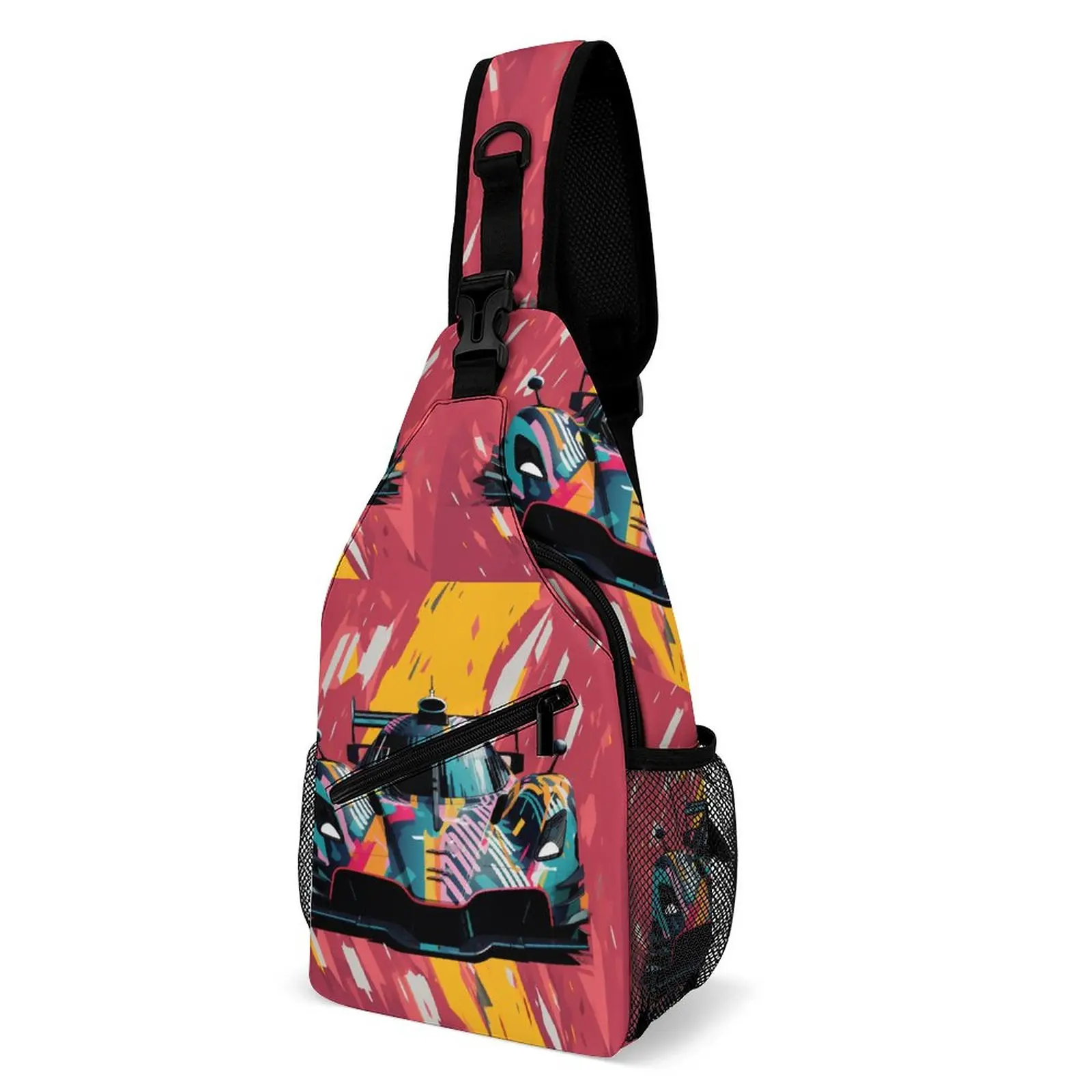 

Dazzling Sports Car Shoulder Bags Graffiti Form Casual Chest Bag Men School Trip Sling Bag Motorcycle Designer Crossbody Bags