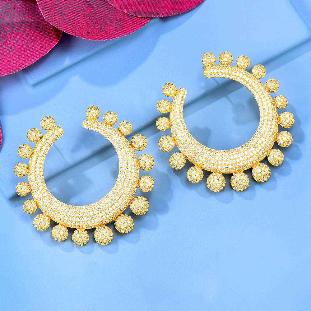 

Blachette Indian African Luxury Circle Dangle Earrings for Women Prom Wedding Bridal Earrings New Jewelry Accessories Mujer Moda