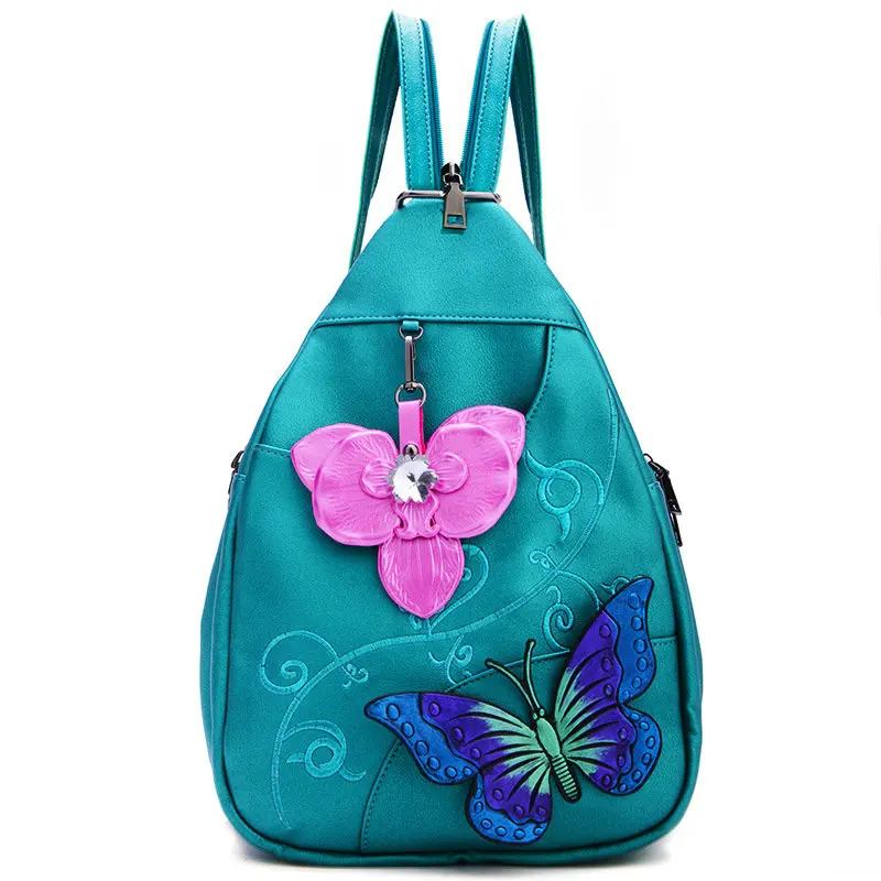 2023 New Women Backpack Women's Soft Leather Embroidered National Style Messenger Bag Women Travel Backpacks