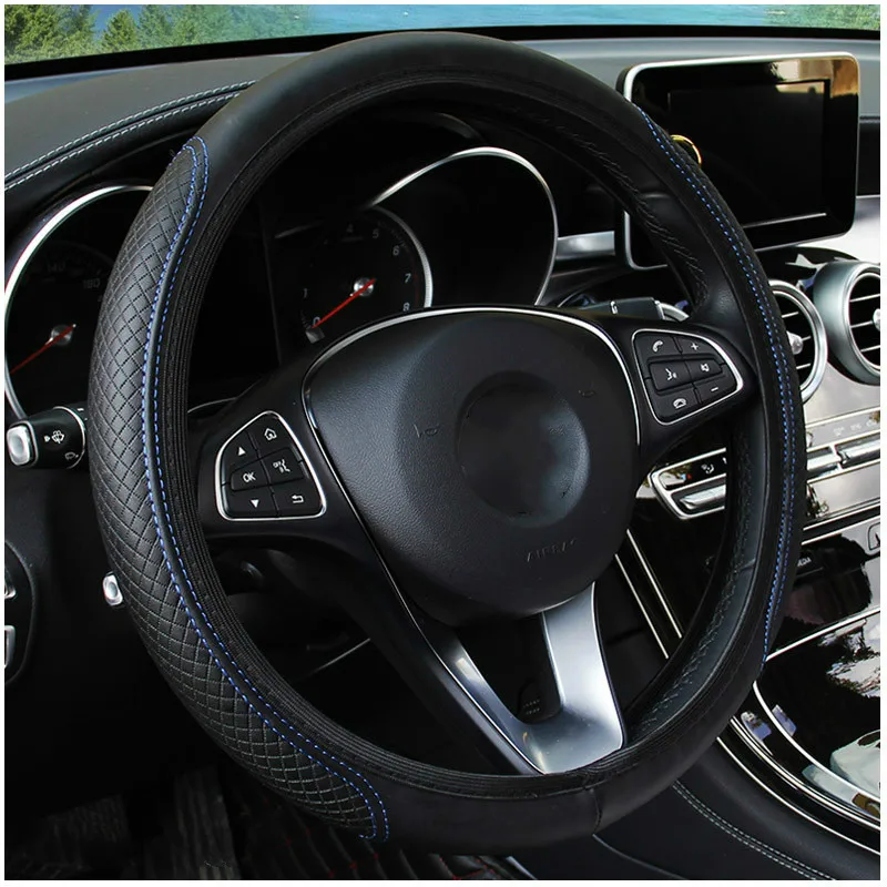 

1pc Car Steering Wheel Cover Skidproof Auto Steering- Wheel Cover Anti-Slip Universal Embossing Leather Car-styling