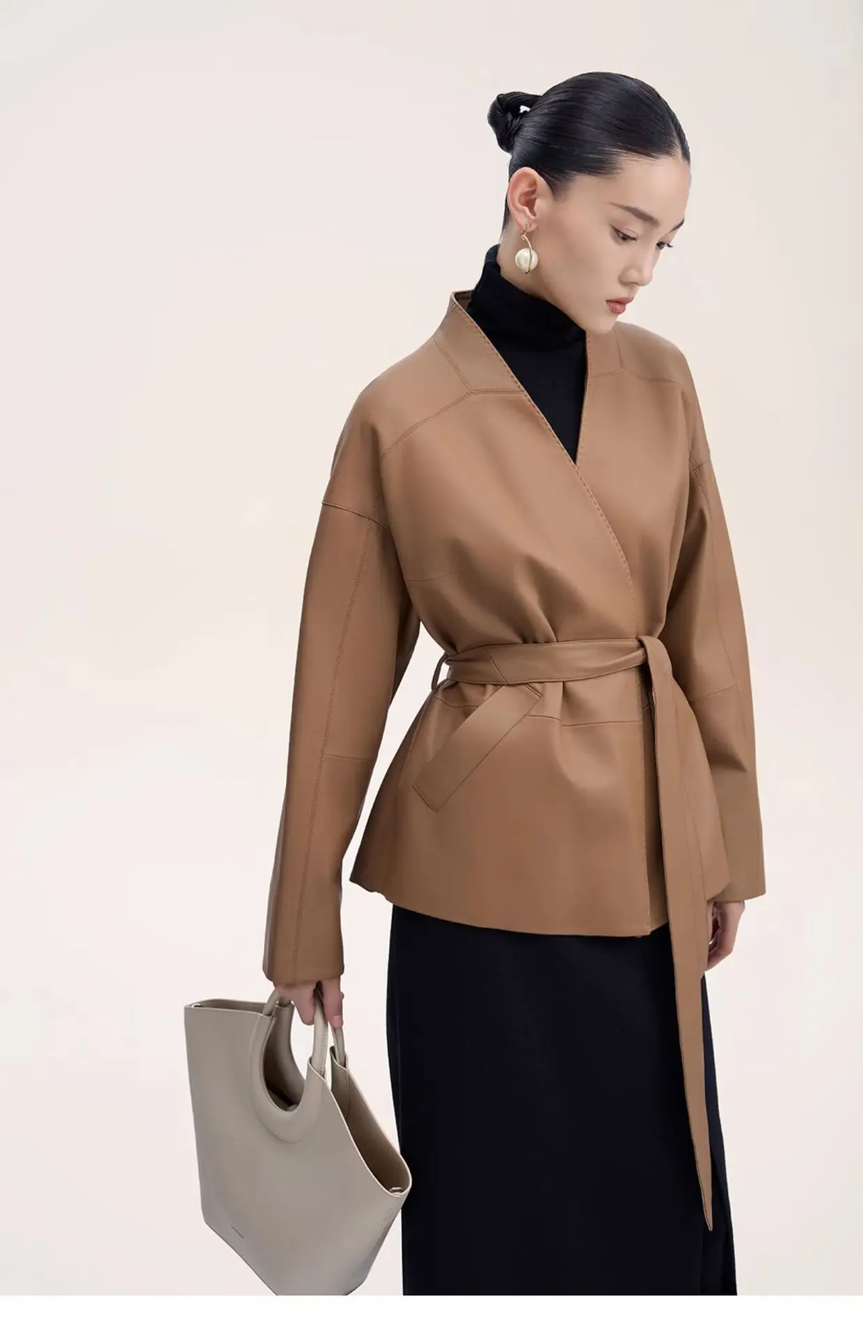 Весеннее модное женское короткое пальто Haining с V-образным вырезом повседневное