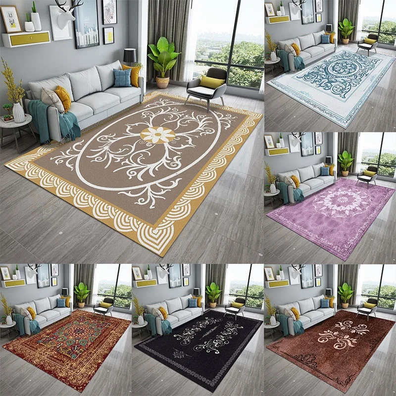 

Nordic Royal Floral Pattern Square Area Carpets Home Decor Soft Absorbent Rug For Kitchen Floor