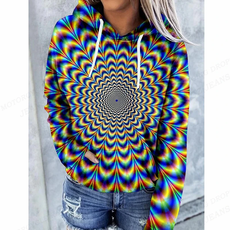 

Худи с оптической иллюзией для мужчин и женщин, модные толстовки, женские толстовки, свитшоты, женская одежда, пуловер в стиле Харадзюку, пальто для девушек, головокружение