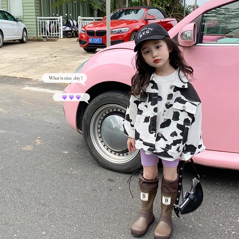 

Детская одежда, Новинка Весна 2023, модное пальто для девочек, верх с длинным рукавом для детей, повседневный простой кардиган для детей