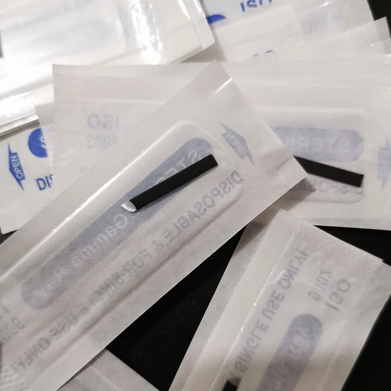 

500pcs 0.18mm laminas tebori microblading Needles for manual tattoo pen 7 9 11 12 14 U shape flex semi-Pernement Makeup Agulhas