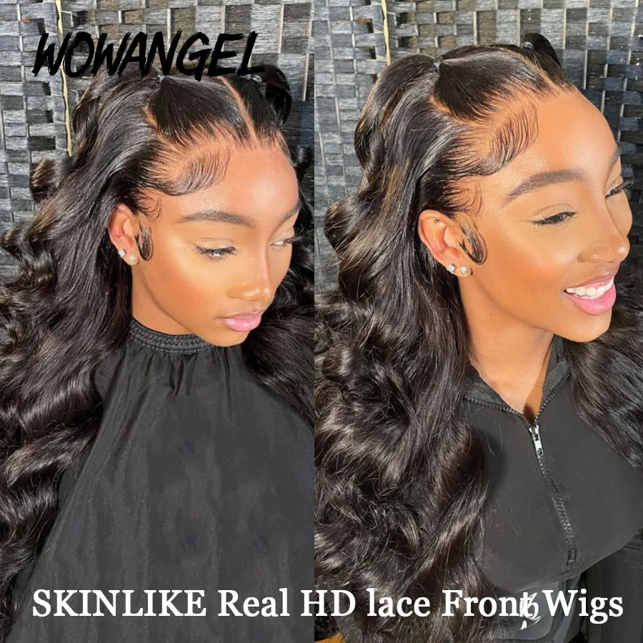 Wow Angel 250% 13x4 HD Lace Front Wigs Melt All Skins Body Wave Wigs Human Hair Lace Wigs Pre Plucked Glueless Wigs For Woman