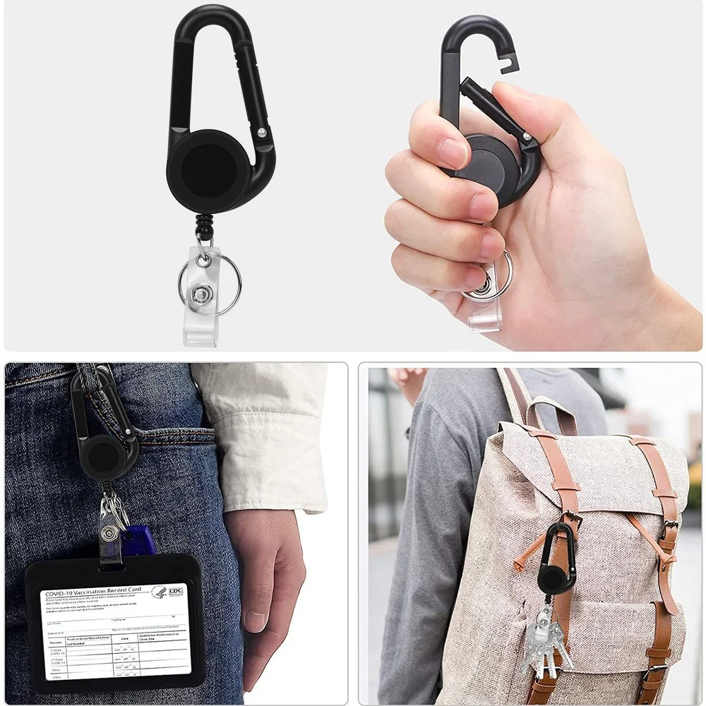 

Reel Belt Pull To Swivel-back Holder 60cm Ring Clip Chain Card Carabiner Badge Retractable Recoil Extends Key Extractable