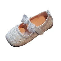 princess girls flat dress shoes pearl beading shining bling bling shoes baby soft light weight spring single casual moccasins