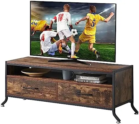 

Television Entertainment Center with 2 Storage Drawers for Living Room, TV Stand, Retro Brown