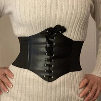 fashion lace up corset wide belts for women pu leather slimming body waistband elastic waist belt cinto sobretudo femme fajas