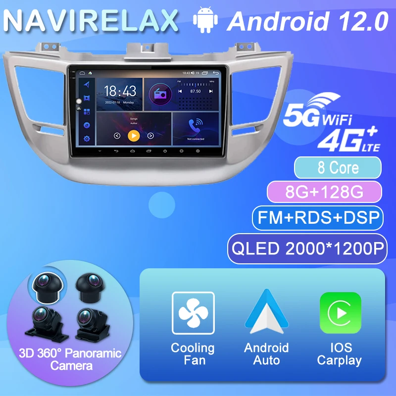 

9'' Android 12 Stereo Monitor IPS For Hyundai ix35 Tucson 2015 - 2018 Car Radio Auto Multimedia Player GPS Navigation BT WIFI