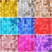 12/24Pcs Square Shimmer Sequin Panel Wall Glitter Birthday Party Background Decorations Backdrop Curtain For Wedding Party Decor