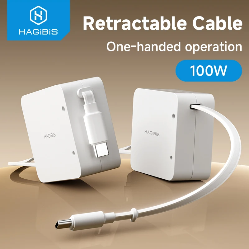 Фото Hagibis Выдвижной кабель USB C 100 Вт USB C к USB C Nexode Зарядное устройство Настольный кабель для быстрой зарядки для iPhone 17 16 Macbook iPad №1