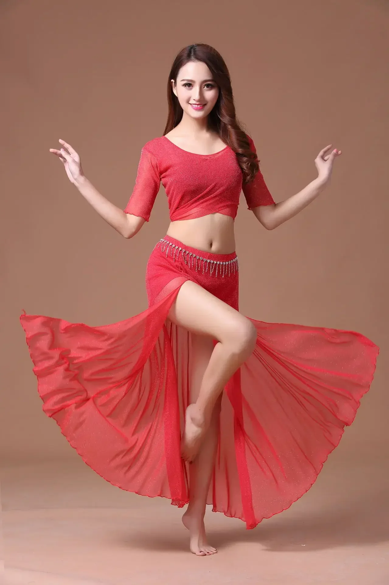 Комплект платья для танца живота сексуальный костюм тренировочная одежда модное