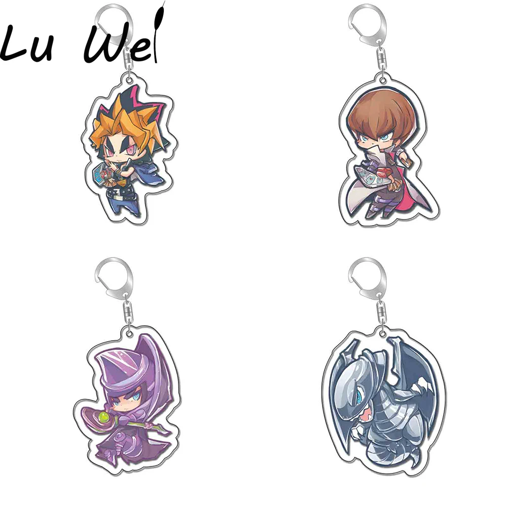 

Anime Keychain Yu-Gi-Oh! Yami Yugi Man Key Chain for Women Accessories Cute Bag Pendant Key Ring Acrylic Cartoon Friends Gift