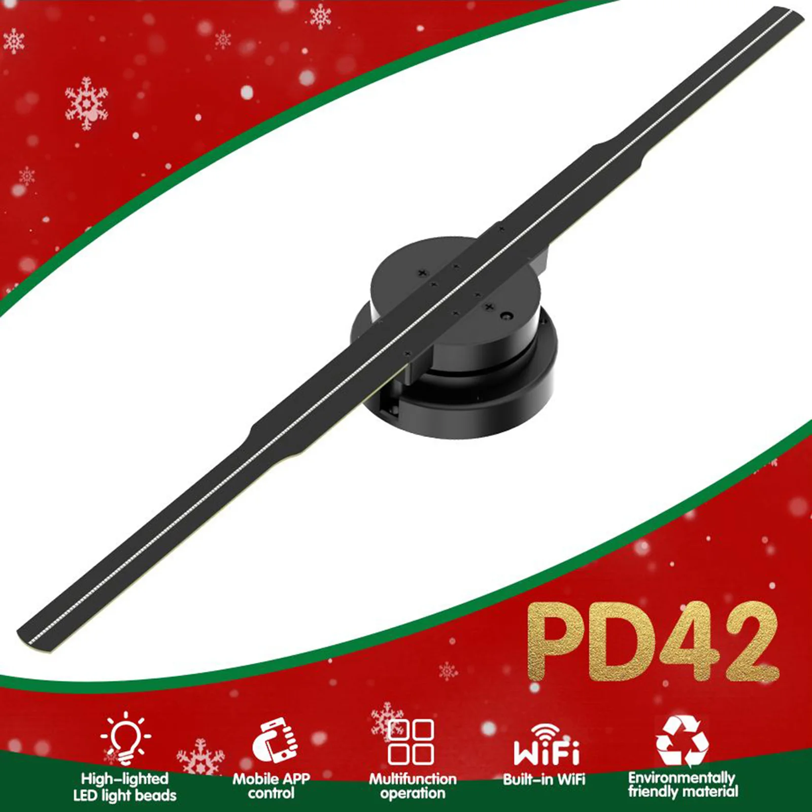 

42 см 3D веер реклама голограмма проектор светодиодный знак голографическая лампа плеер невооруженным глазом логотип реклама дисплей дистанционное управление