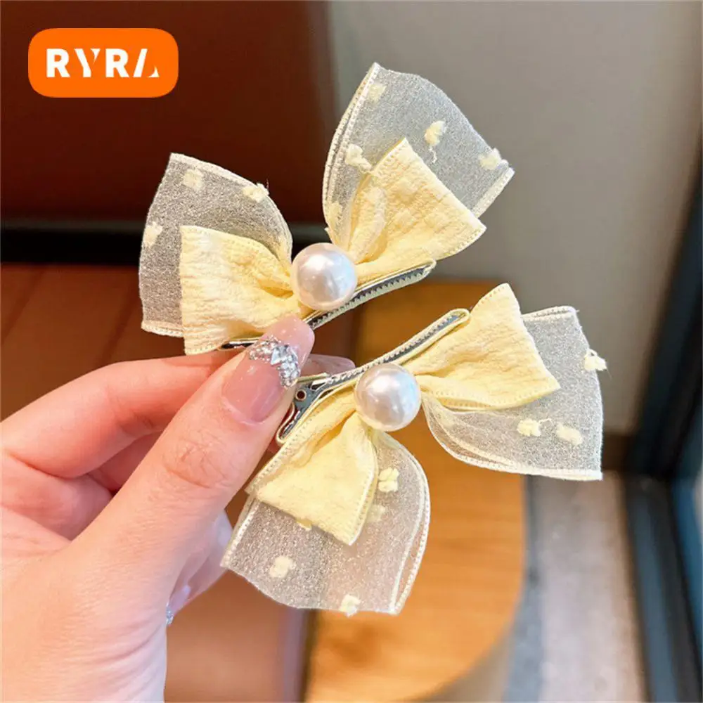 

Pearl Hairpin Korean Style Rabbit Ears Baby Pair Clip Cute Headwear Children Hairpin Three-dimensional Bow Pair Clip