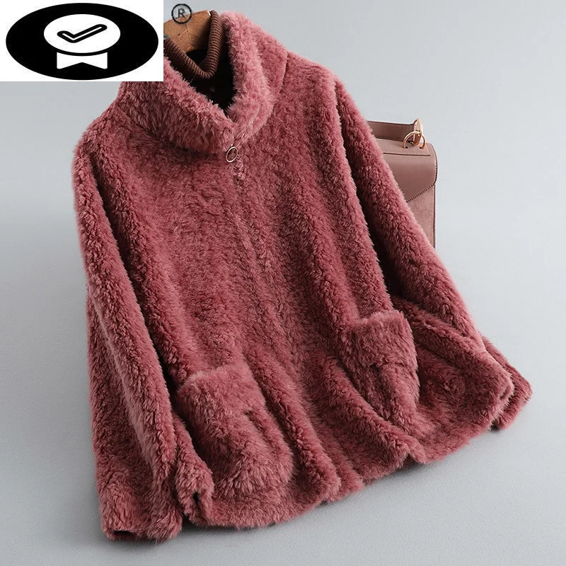 

100% Real Sheep Casual Shearling Coat Female Autumn Winter 2023 Short Wool Jacket Women's Clothing Casaco Feminino Gxy640
