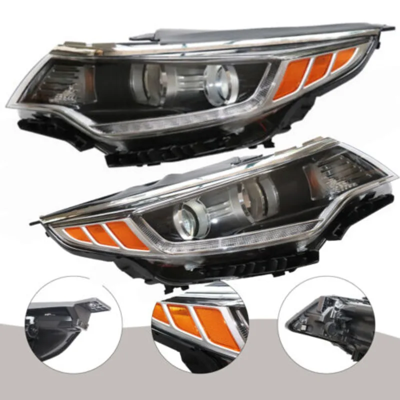 

Halogen Headlight Assembly For 2016 2017 2018 Kia Optima Left Right Pair W/ LED