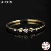 jecircon 925 sterling silver geometric zircon slim rings for women simple ins gold silver color fashion wedding party jewelry