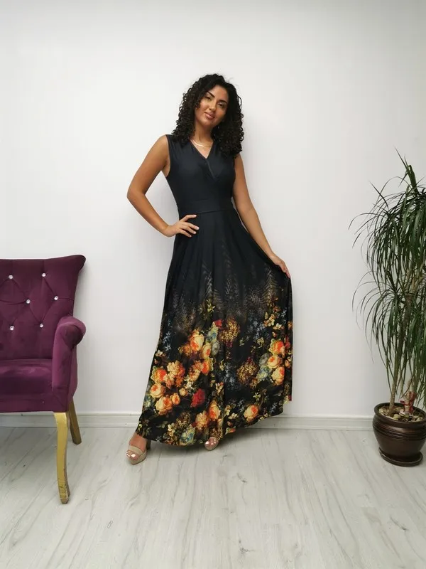 

Lycra Dress Black Women Summer Dress Casual Long Prom Midi Maxi