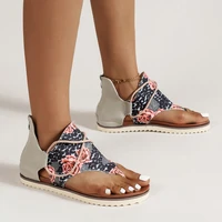 thong sandals women 2022 new flora print sandalias ladies flat gladiator shoes summer casual zapatos de mujer