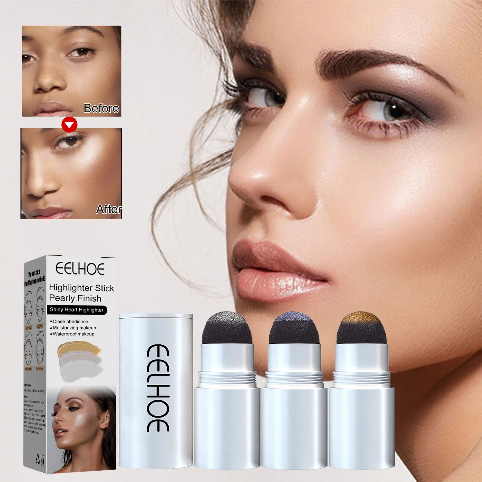 

Face Bronzer Waterproof Matte Finish Highlighters Shadow Contouring Pencil Cosmetic Concealers Stick Makeup