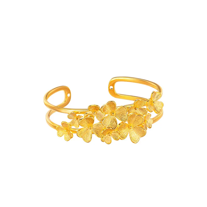 Браслет с открытым браслетом 14 к цвет: золото абрикос лист цветок