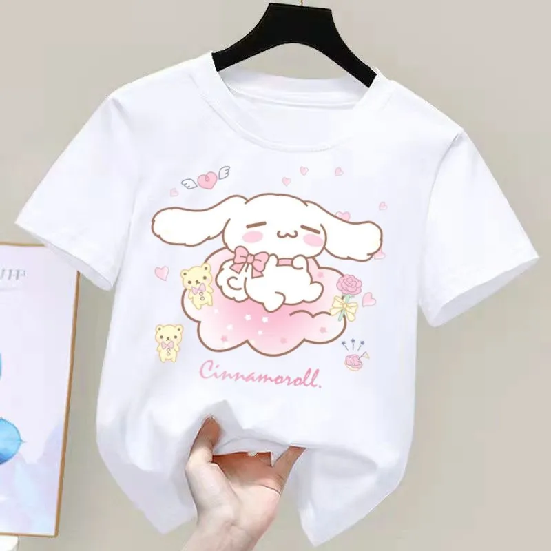 

Cinnamoroll T-shirt Sanrio Children's Short-sleeved New Summer Y2K Clothes Girly Heart Soft Clothes Kawaii Birthday Gift