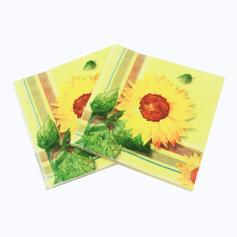 

Napkins Paper Sunflower Pattern Decoupage Napkin Paper Tissue for Xmas Wedding Decor Party Table Supplies