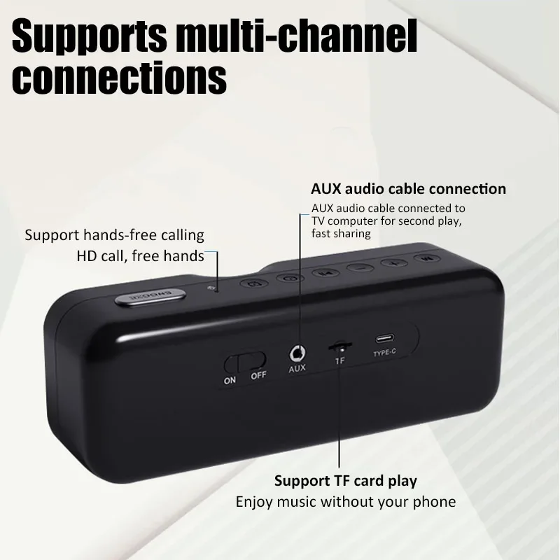 HIFI басовая стерео звуковая система, беспроводная звуковая панель, поддержка TF-карты, AUX-будильник, громкая связь, портативный беспроводной сабвуфер (art.: 3920d40824e8f) - 3920d40824e8f