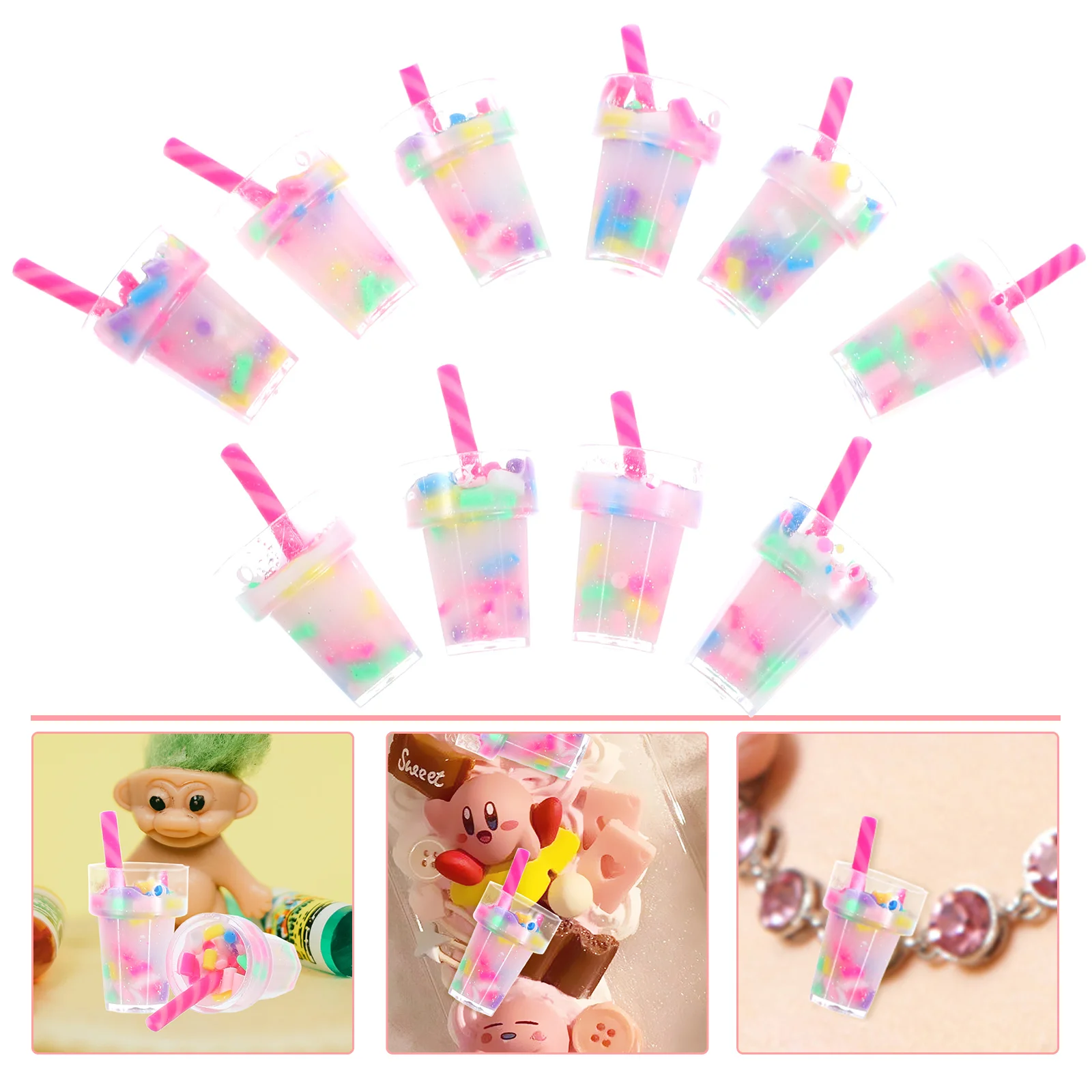 

10pcs Milk Tea Charms DIY Keychain Pendant Charms Colorful Mini Bottle Charms