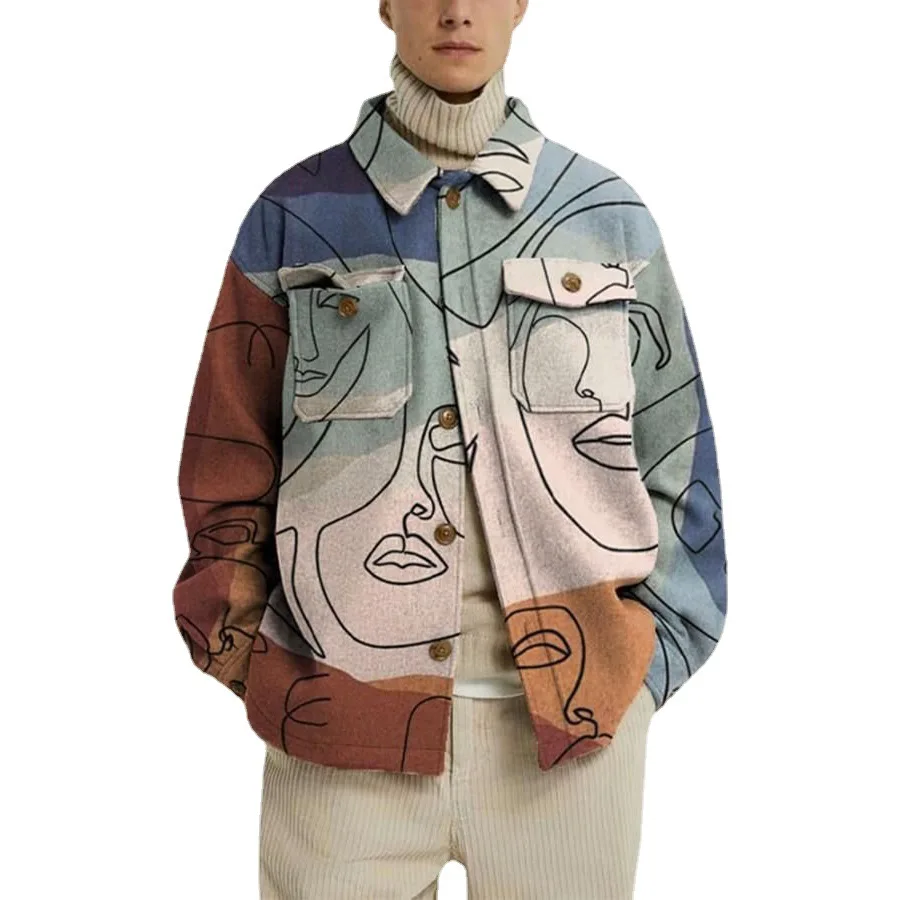 

New Autumn Winter Men Fashion Jacket Casual Lapel Warm Slim Fit Shirt Coats Male men jacket