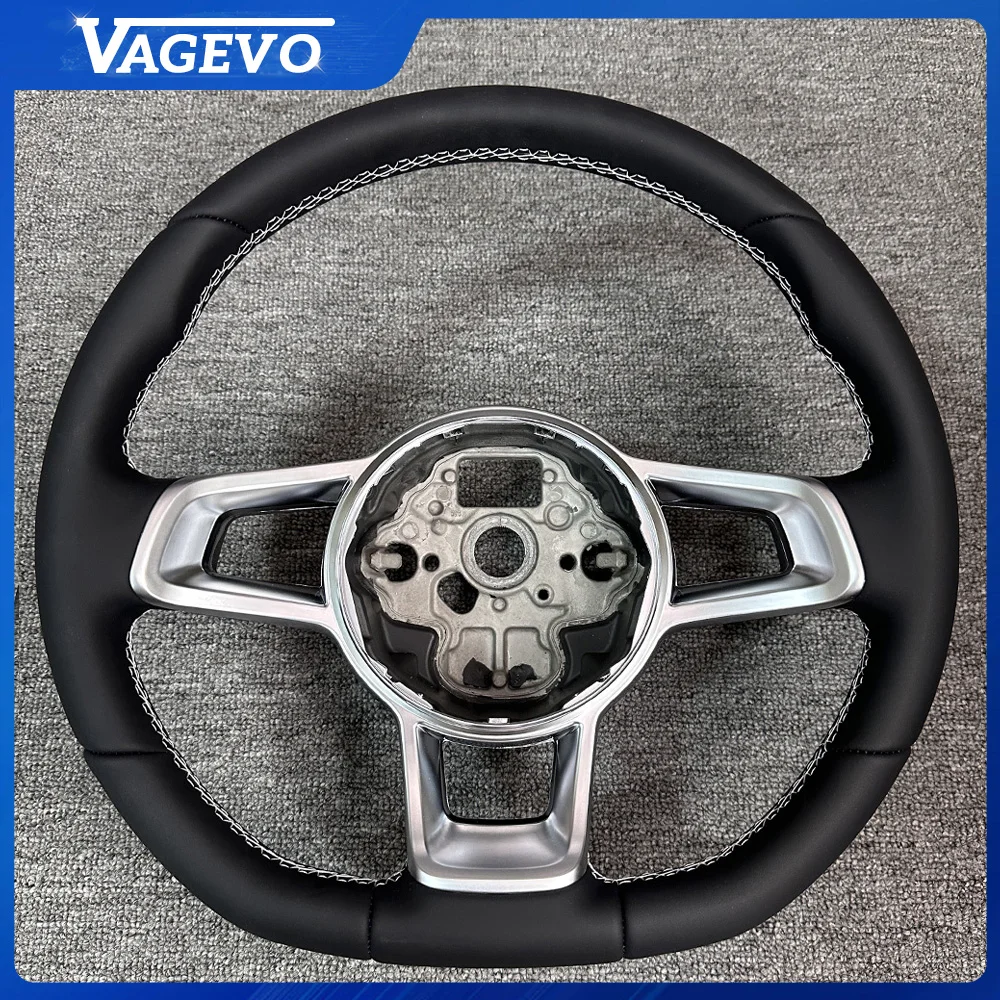 Фото Руль с полой рамкой и белой строчкой из натуральной кожи для VW Golf 7 MK7 GTI, запчасти для тюнинга №1